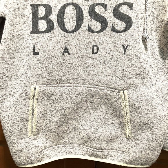 NWOT Sheilay Grey Marle  BOSS LADY 5 Snap  Pullover Hoodie w/Raglan sleeves - Picture 4 of 8